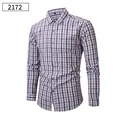 Camicia casual da uomo a maniche lunghe con motivo a quadretti fini viola e bianchi - S / Tops / A Quadri Viola Bianco e Marrone (2172)