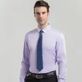 Slim fit light purple long-sleeved business shirt for men with tie - 3XL / Tops / Light Purple (H-2-709)