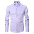 Men's slim-fit long-sleeve business dress shirt in light purple lavender non-iron fabric - 3XL / Tops / Purple