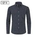 Chemise homme bleu marine à manches longues avec imprimé floral blanc et col à revers - Floral Pointillé Bleu Marine