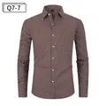 Chemise marron à manches longues pour hommes avec petit motif circulaire blanc et col - Imprimé Circulaire Marron Foncé