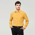Premium men's business casual long-sleeve button-down shirt with chest pocket in ginger yellow - 3XL / Tops / Ginger (W7-11)