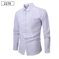 Camicia casual da uomo a maniche lunghe con motivo a quadretti blu e bianchi stile classico - S / Tops / Fine Quadri Blu e Bianco (2174)