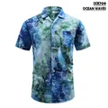 Klassisches Hawaiihemd für Herren mit blauem Meereswellen-Print und Reverskragen - S / Oberteile / Ozeanwellen (SSX709)