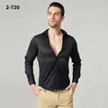 Hochwertiges schwarzes Herren-Langarmhemd mit knitterfreiem Business-Casual-Stil - XL / Oberteile / Reines Schwarz