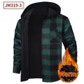 Chemise à capuche en flanelle à carreaux verts pour homme avec doublure polaire chaude - S / Hauts / Carreaux Vert et Noir (JM319-3)