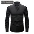 Chemise noire de qualité pour homme, manches longues, stretch 4 sens, boutons noirs - 3XL / Hauts / Noir (Bouton Noir)