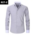 Elegantes grau gestreiftes Herrenhemd mit weißem Kontrastkragen und Manschetten. - 3XL / Oberteile / Grau fein gestreift (627-2)