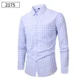 Camicia casual da uomo a maniche lunghe a quadretti azzurri con taschino SKU 2175. - S / Tops / A Quadri Blu Chiaro e Bianco (2175)