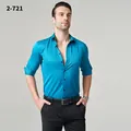 Faltenfreies Herren-Business-Freizeithemd mit langen Ärmeln in leuchtendem Pfauenblau - XL / Oberteile / Blaugrün