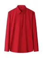 Classic men's long-sleeve non-iron business dress shirt in a smooth red finish - 3XL / Tops / Red