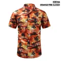 Retro-Hawaii-Kurzarmhemd für Herren mit lebhaftem orangefarbenem Feuerwolken-Druck - S / Oberteile / Orange Feuerwolken (SSX706)
