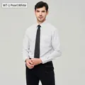 Premium men's long-sleeve business casual button-down shirt in elegant pearl white - 3XL / Tops / Pearl White (W7-1)