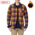 Men's yellow and blue plaid flannel shirt with warm black fleece lining for winter - Yellow-Blue Plaid