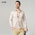 Elegantes champagnerfarbenes Herren-Businesshemd, langärmelig und knitterfrei - XL / Oberteile / Beige