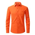Vibrant bright orange men's slim-fit long-sleeved formal business dress shirt with pocket - 3XL / Top (W7-9) / Orange