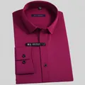 Chemise pour homme coupe ajustée rose rouge à manches longues en tissu extensible formel - 3XL / Hauts / Rose rouge