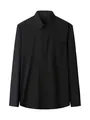 Professional long-sleeved non-iron business dress shirt for men in silk-black - 3XL / Tops / Solid Black
