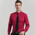 Chemise habillée homme bordeaux coupe ajustée à manches longues - 3XL / Hauts / Wine Red (H-2-711)