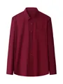 Men's burgundy long-sleeved formal shirt with silk-smooth non-iron fabric and chest pocket - 3XL / Tops / Burgundy