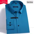 Chemise homme bleu foncé, coupe ajustée, extensible, manches longues, sans repassage - 3XL / Hauts / Bleu clair