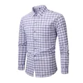 Camicia casual da uomo a maniche lunghe a quadri blu con taschino sul petto - S / Tops / A Quadri Blu Bianco e Grigio (2179)