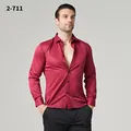 Faltenfreies weinrotes Langarmhemd für Herren, ideal für Business- und Freizeit-Outfits - XL / Oberteile / Wine Red (H-2-711)