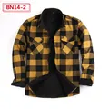 Men's warm fleece-lined flannel shirt in classic yellow and black checkered design - Top (BN14-2)