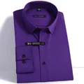 Chemise habillée extensible à manches longues pour homme en violet foncé, coupe ajustée - 3XL / Hauts / Violet foncé