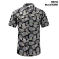 Vintage black round pattern printed men's short sleeve Cuban collar shirt SSX702 - S / Tops / Black Round (SSX702)