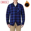 Classic men's blue and black plaid fleece-lined flannel shirt for winter warmth and style - Blue & Black Plaid