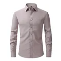 Κομψό ανδρικό πουκάμισο slim fit με μακρύ μανίκι σε χρώμα μωβ για επίσημες εμφανίσεις - 3XL / Tops / Γκρι Μοβ