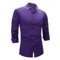 Men's purple four-way stretch slim fit long sleeve business dress shirt for formal wear - 3XL / Tops / Grape Purple (W7-3)