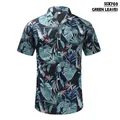 Summer vintage short sleeve Hawaiian shirt with tropical green leaves pattern print - S / Tops / Green Leaves (SSX703)