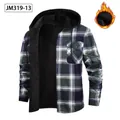 Veste à capuche en flanelle à carreaux chaude pour homme avec doublure polaire - S / Hauts / Carreaux Vert Foncé (JM319-13)