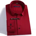 Chemise habillée rouge vin à manches longues coupe ajustée avec tissu stretch infroissable - 3XL / Hauts / Bordeaux