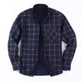 Men's blue plaid long-sleeve shirt with thick fleece lining for winter warmth - Top (BN17-1)