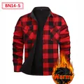 Men's thermal red and black checkered fleece-lined flannel shirt for autumn winter - S / Tops / Red and Black Grid
