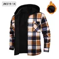 Chemise à capuche en flanelle à carreaux pour hommes avec doublure polaire noire - S / Hauts / Carreaux Marron et Bleu (JM319-14)