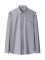 Premium grey smooth long sleeve business dress shirt for men with elegant pocket detail - 3XL / Tops / Medium Grey