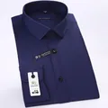 Chemise homme bleu marine stretch 4 directions coupe slim fit à manches longues sans repassage - 3XL / Hauts / Bleu marine
