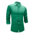 Emerald green four-way stretch men's long-sleeve slim fit professional business shirt - 3XL / Tops / Grass Green (W7-15)