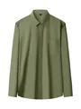 Premium men's silky wrinkle-free business formal long-sleeve shirt in olive green - 3XL / Tops / Olive Green