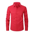 Classic long-sleeve cotton shirt for men in vibrant solid red for professional look - 3XL / Tops / Red