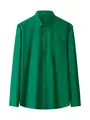 Men's formal business long sleeve shirt in silky green non-iron fabric for weddings - 3XL / Tops / Dark Green