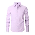 Professional men's solid light purple long-sleeved shirt with chest pocket - 3XL / Tops / Light Purple