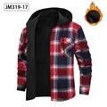 Chemise à capuche en flanelle à carreaux rouge et noir pour homme avec doublure polaire chaude - S / Hauts / Carreaux Rouge Noir Blanc (JM319-17)