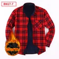 Classic men's red and black plaid long sleeve shirt with thick warm fleece lining - Top (BN17-7)