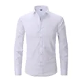 Classic men's slim fit long sleeve stretch dress shirt in solid white variant for business wear - 38 / Tops / White