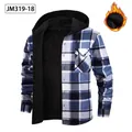 Chemise à capuche en flanelle à carreaux bleu et blanc pour homme avec doublure polaire - S / Hauts / Carreaux Bleus (JM319-18)